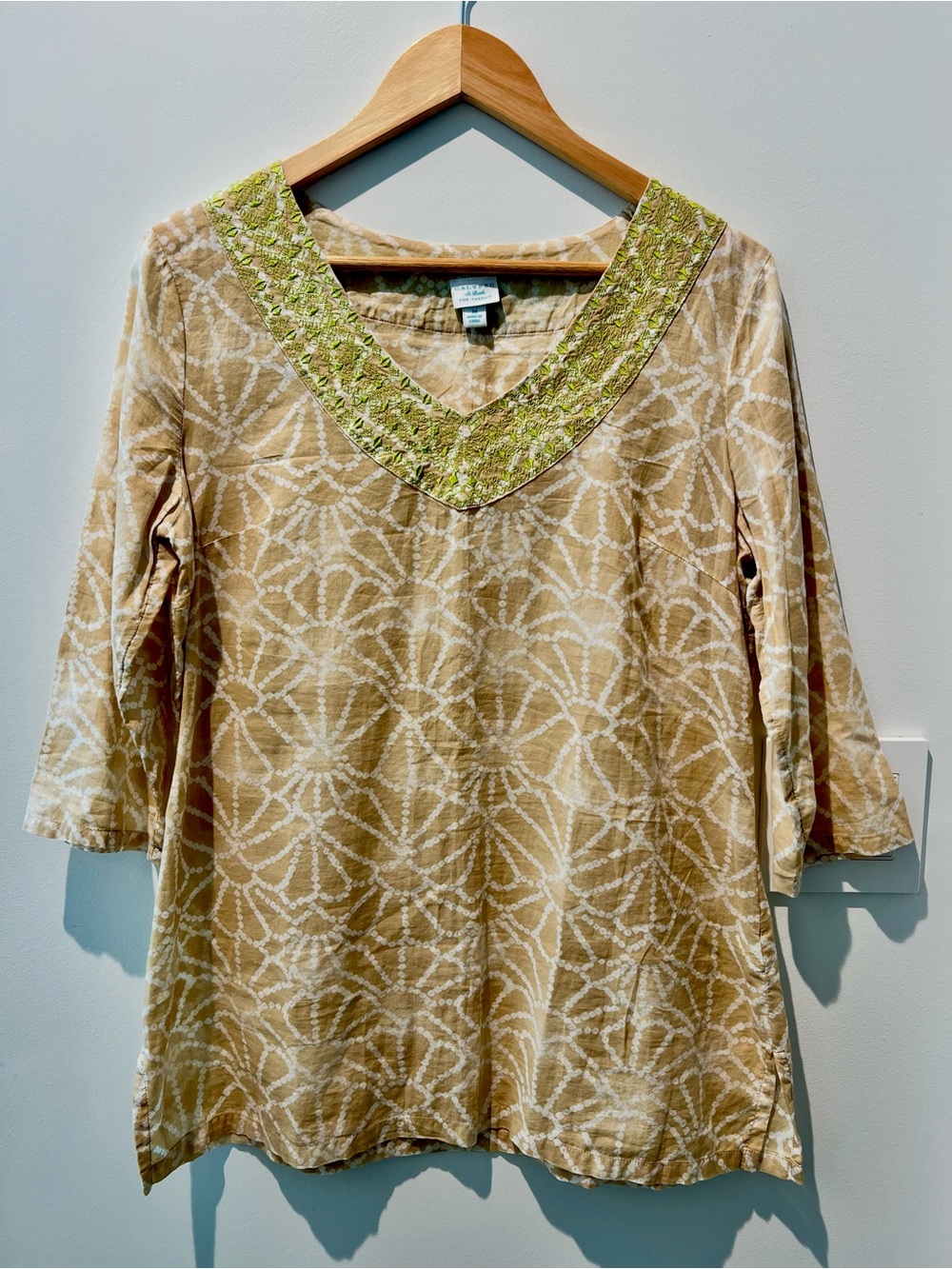 Calypso St Barth Embroidered Batik Print Tunic Top M